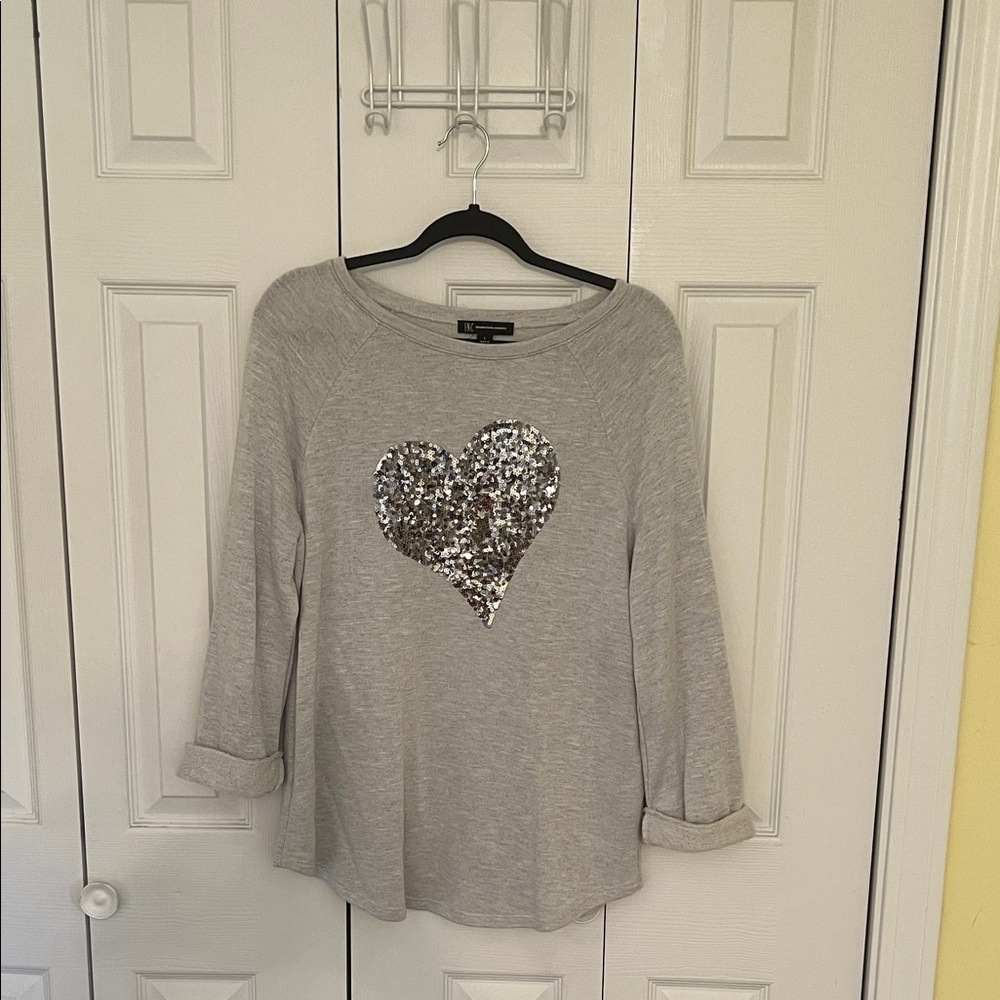I.N.C. Sweatshirt with Sequin Heart